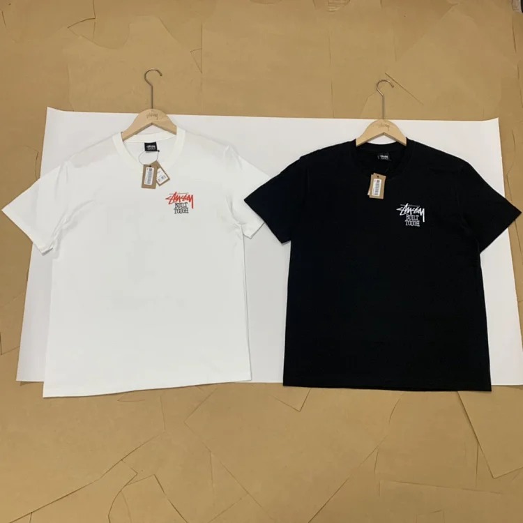 25ss STUSSY Cursive Logo Bear Pattern Round Neck Printed Short-sleeved STUSSY Originated From T-Shirt