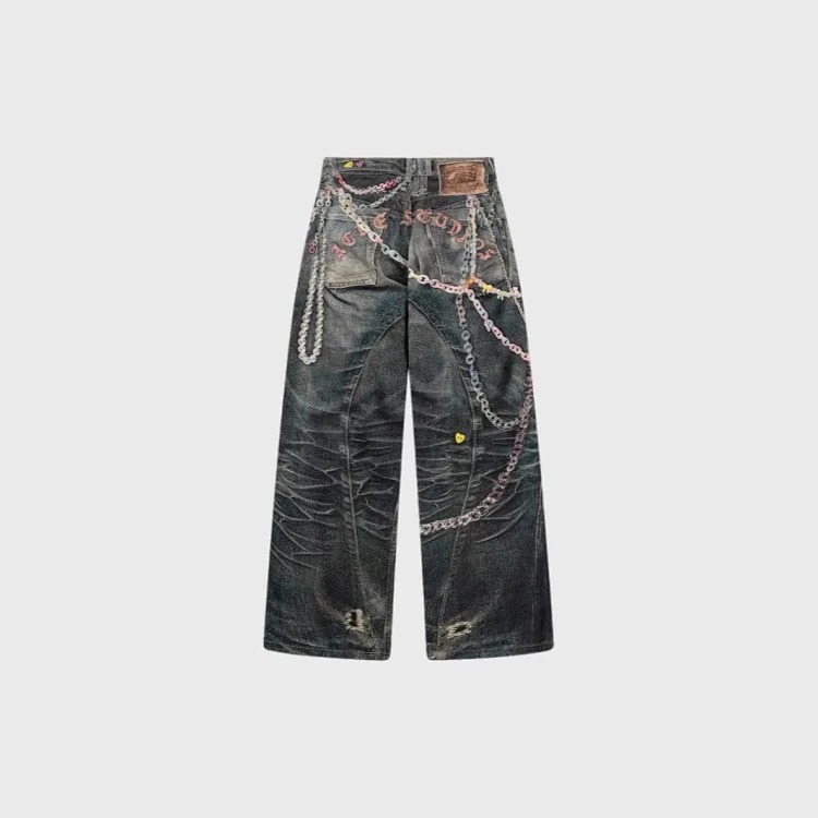 Gucci 199625 Retro Jeans High-speed Rail Chain Early Spring Ac Version Street Printing Home