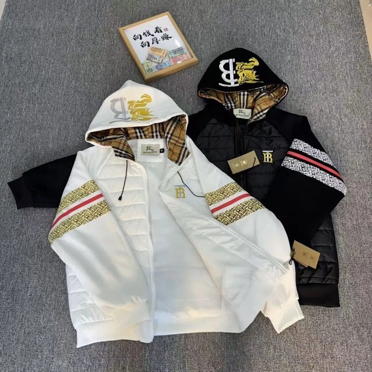 Burberry 2025 Winter Splicing Thick Embroidered Cotton Jacket Down Cotton Jacket Pork Rib