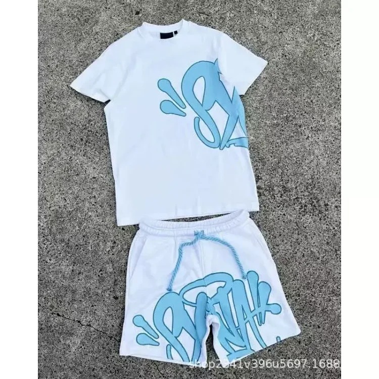 Loose Casual Printed Hip-hop Letter Short-sleeved Tops Street Men's Summer -style Sports Suits T-Shirt