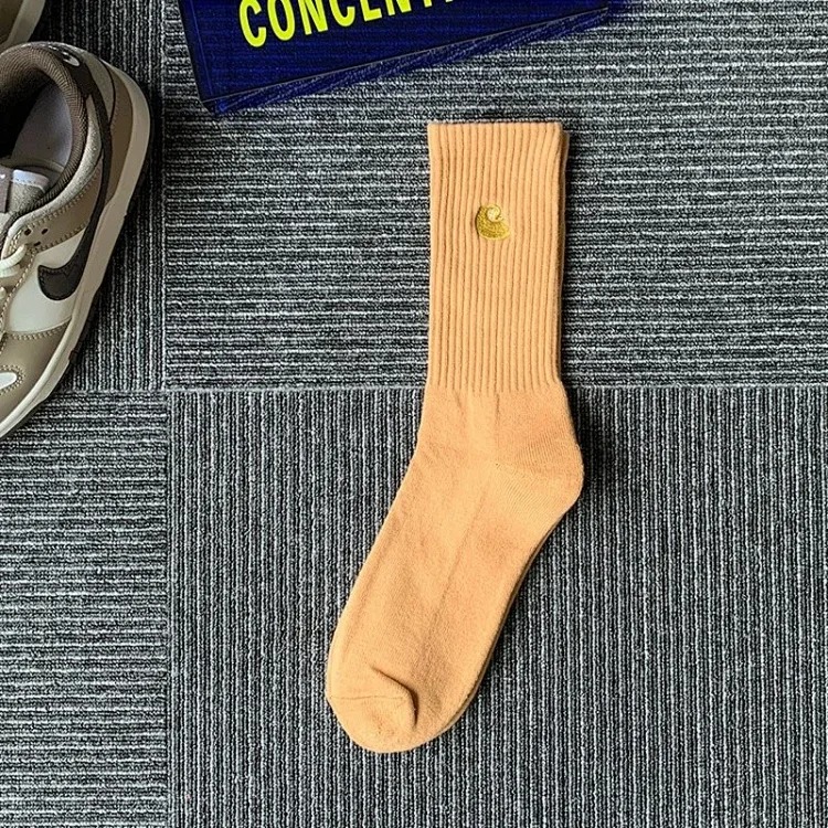 Carhartt Towel Bottom Gold Label Embroidery Simple Workwear Style Skateboard Sports Socks