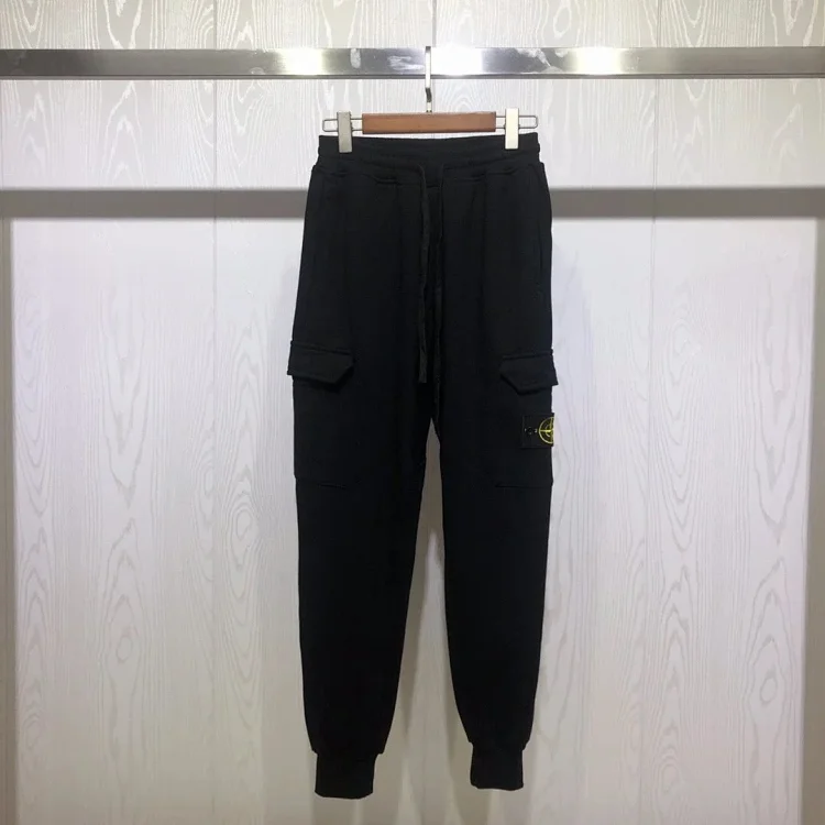 Stone Island 2024fw Men's Tapered Cotton Sweatpants Overalls Sweatpants Black