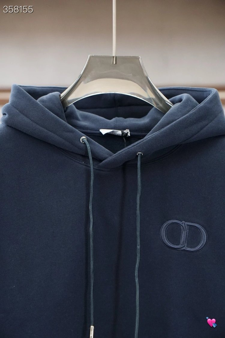 DiorDior classic CD embroidered hooded pure cotton men's fashionable casual hooded sweatshirt
