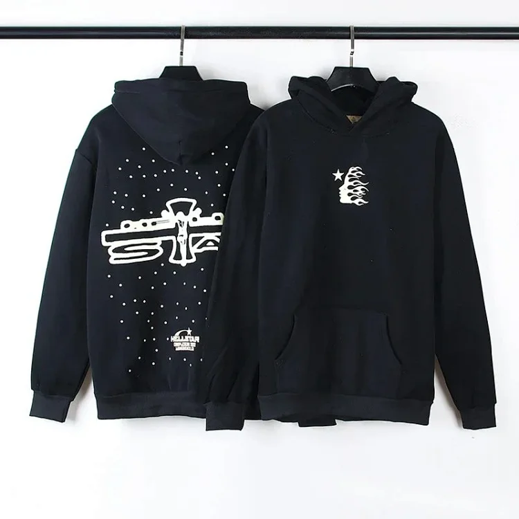 Fear of God Hello Series Fog High Street Washed and Distressed Heavy Worker Head Print Casual Sweatshirt Couple Wear Hoodie