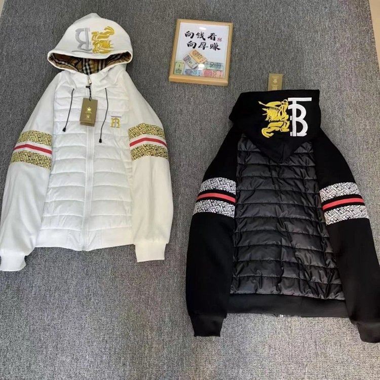 Burberry 2025 Winter Splicing Thick Embroidered Cotton Jacket Down Cotton Jacket Pork Rib