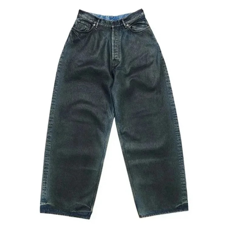 AC hand-painted splash-ink frayed washed distressed wide-leg jeans