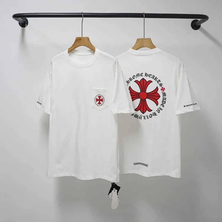 CH cross print round neck cotton men's trendy T-shirt