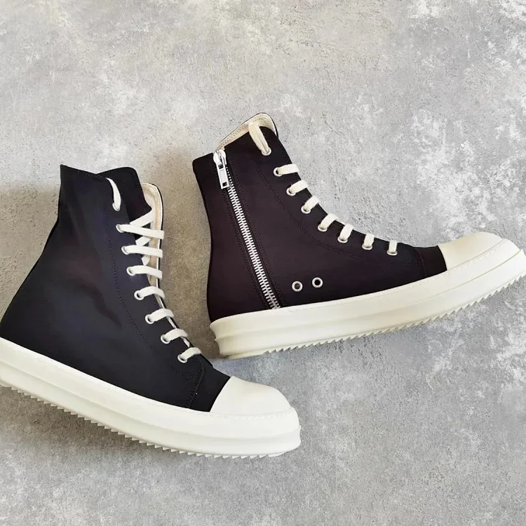 RICK OWENS RO multi-line drkshdw multi-line horizontal stripe satin high-top large Converse