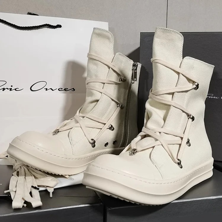 Cloth Shoes, Sneakers, White High-top Men's Five-pointed Star Canvas Shoes, Summer Thick-soled Casual