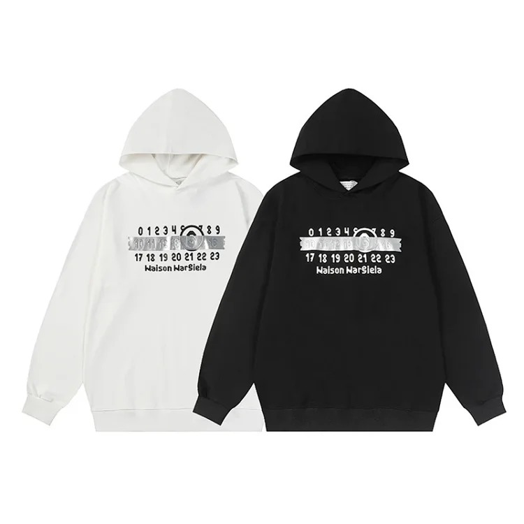 MM6 Autumn and Winter Loose Jacket Casual Hooded Sweatshirt Trendy Print