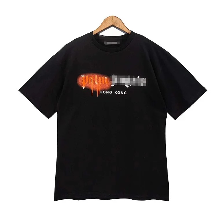 PA palm letter print round neck short-sleeved loose T-shirt