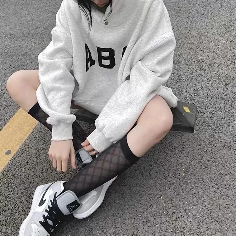 Trendy brand hooded sweatshirt plus velvet spring and autumn couple's coat