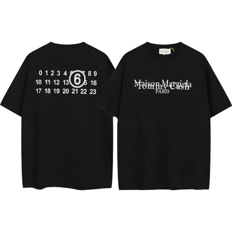 Summer loose letters MM6 embroidered label printing same style for men and women couples