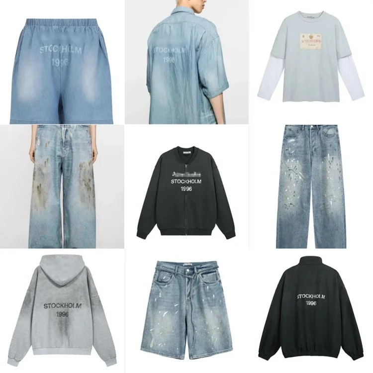 AC washed distressed printed 1996 short-sleeved sweatshirt hoodie