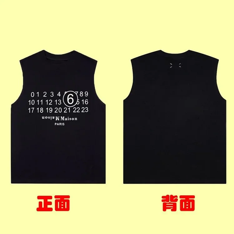 Summer loose letters MM6 embroidered label printing same style for men and women couples