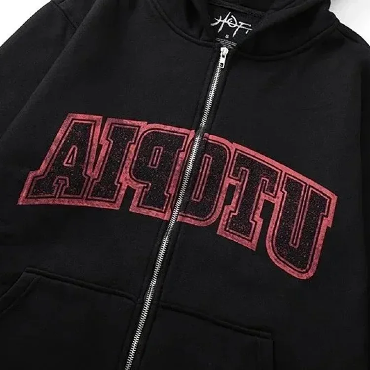 American Niche Brand Travis Scott SS23 UTOPIA Limited Series Reverse Letter Printed Pocket Hoodie