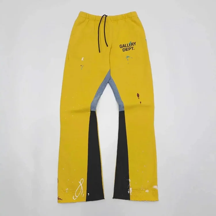 Dept. trousers legs are spliced ​​with multi-colored black letters and white waves