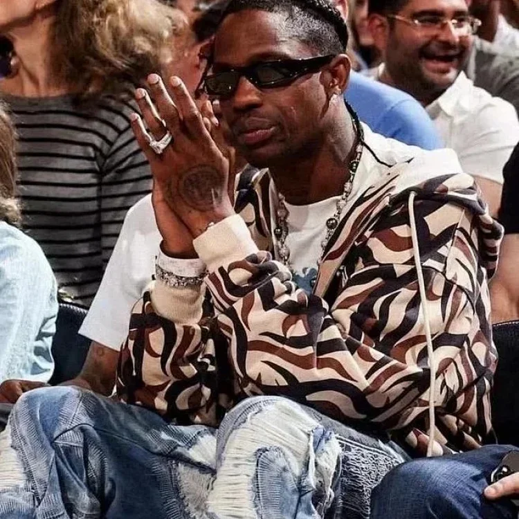 Velvet Zipper Sweatshirt Hip-hop Street Ins Star Travis Scott Thorns All Over Print