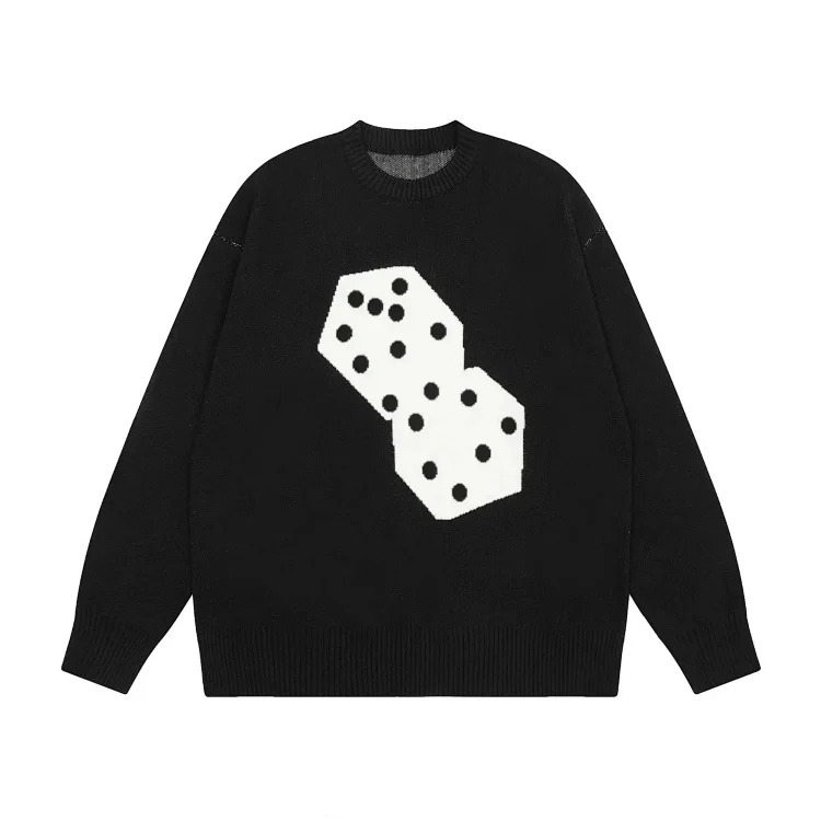 S letter series mosquito repellent jacquard logo solid color crew neck sweater