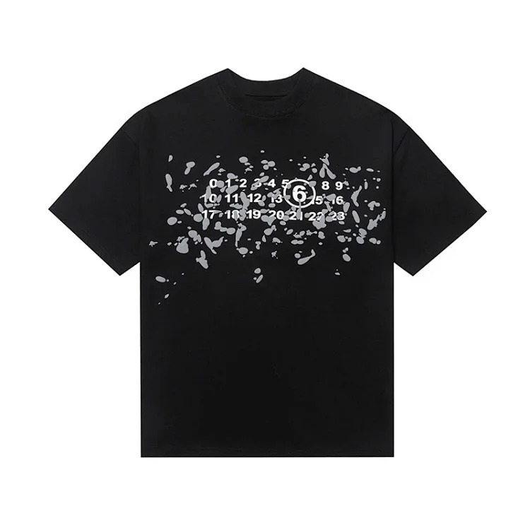 MM6 digital pattern round neck men's and women's trendy short-sleeved T-shirt series