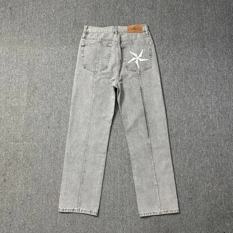 Corteiz Alcatraz Denim Suit High Street Western Denim Jacket Coat Loose Jeans Trendy Brand-XW-1