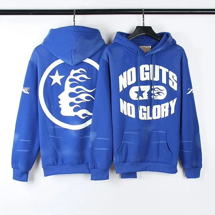 Fear of God Hello Series Fog High Street Washed and Distressed Heavy Worker Head Print Casual Sweatshirt Couple Wear Hoodie