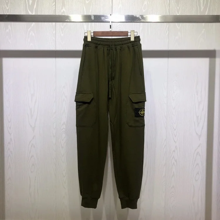 Stone Island 2024fw Men's Tapered Cotton Sweatpants Overalls Sweatpants Black