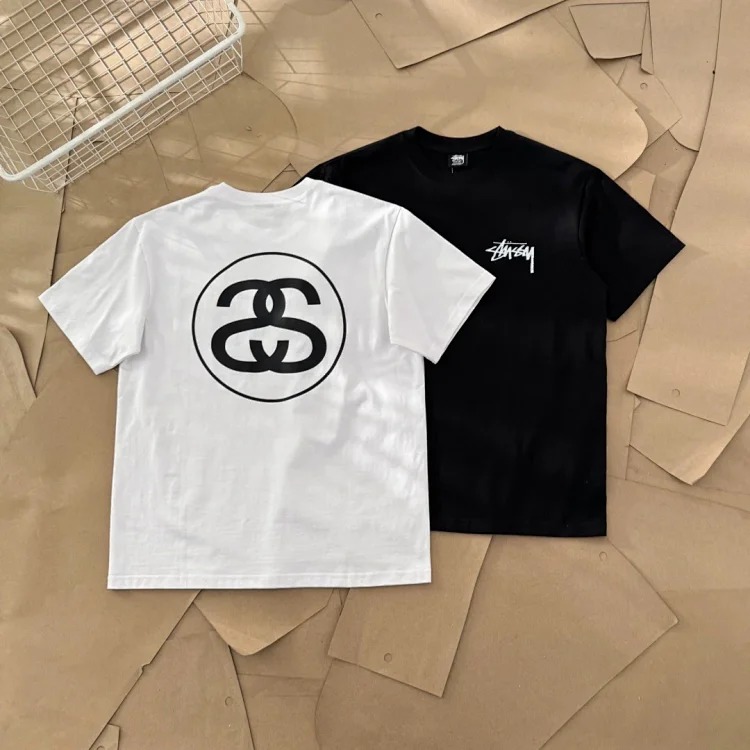 25SS Stussy X Chanel Spoof Joint Model Ocean Pattern Letter Printed Short-sleeved T-Shirt