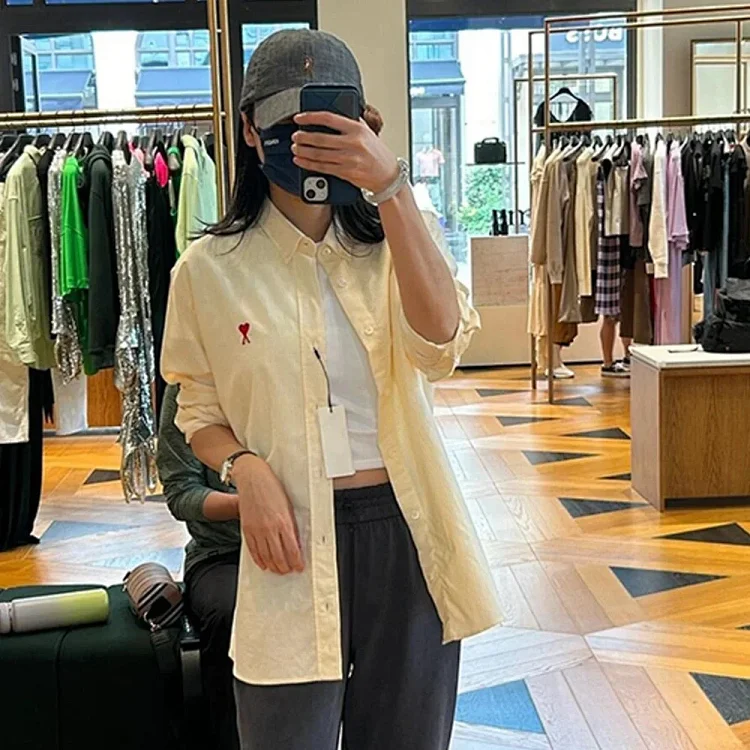 Love embroidered cotton shirt for men and women