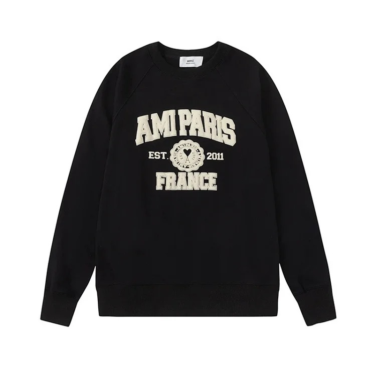 Letter love foam printed hooded sweatshirt for men and women round neck pullover sweatshirt