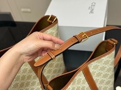 Celine Bucket Bag, Women's Bag, Triumphal Arch Bucket Bag, Leather Tote Bag, Women's