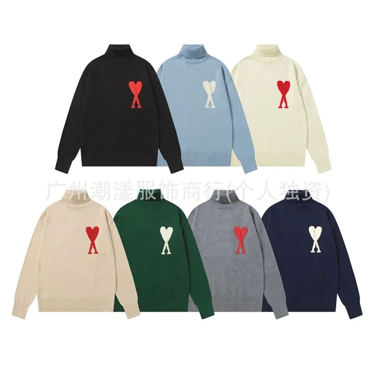 Love embroidered knitted sweater casual loose and versatile couple style