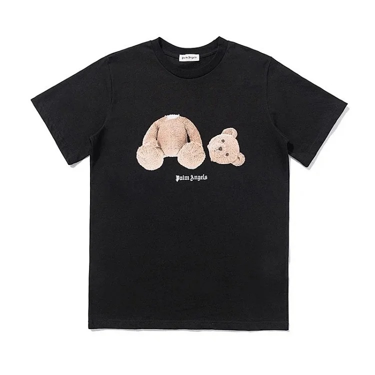 PA palm letter print round neck short-sleeved loose T-shirt