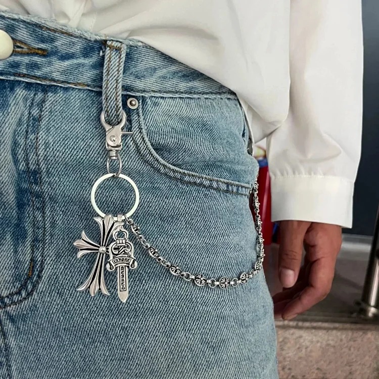 Multi-element trouser chain cross waist chain lobster clasp pendant jeans chain