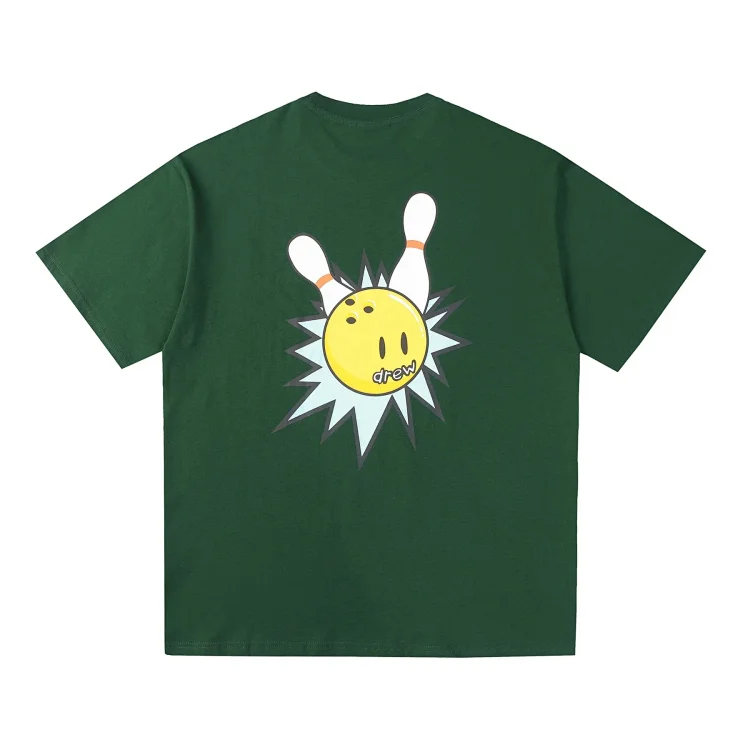 DREW HUOSE Summer classic Justin Bieber matching smiley face pattern round neck versatile T-shirt for couples