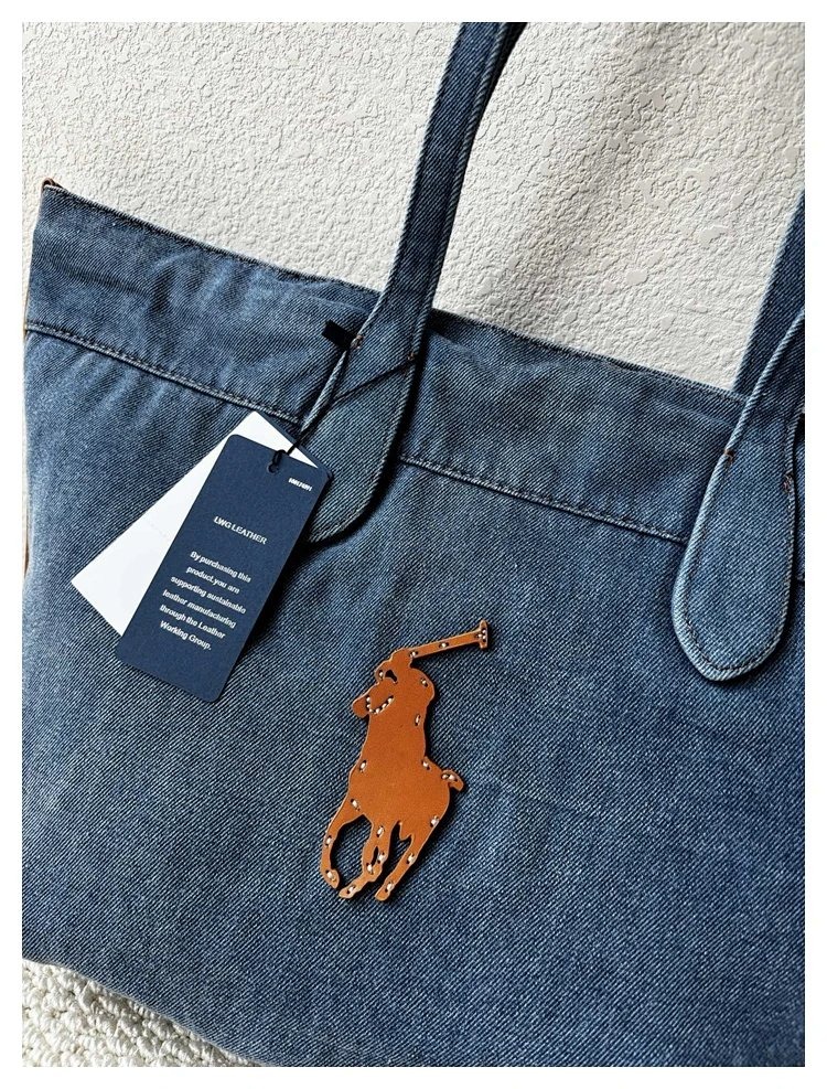Ralph Lauren Washed Denim Blue Tote Bag
