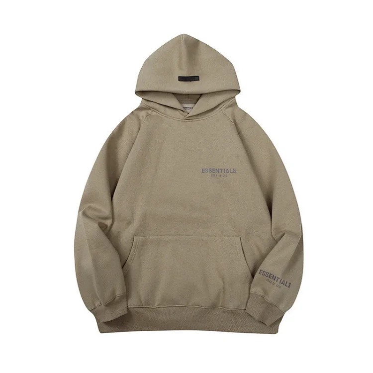 New FEAR OF GOD ESSENTIALS flocked letter men and women casual loose plus velvet hooded sweatshirt trendy