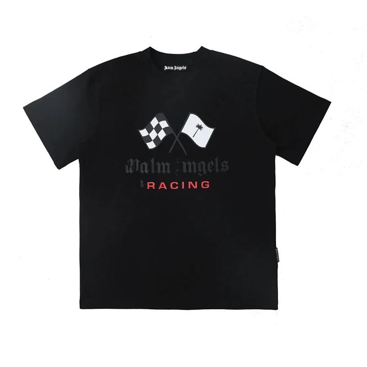 PA palm letter print round neck short-sleeved loose T-shirt