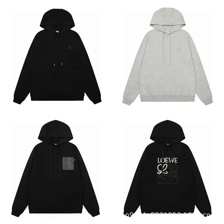 Pure cotton long-sleeved sweatshirt, classic letter embroidery, casual loose and versatile hoodie