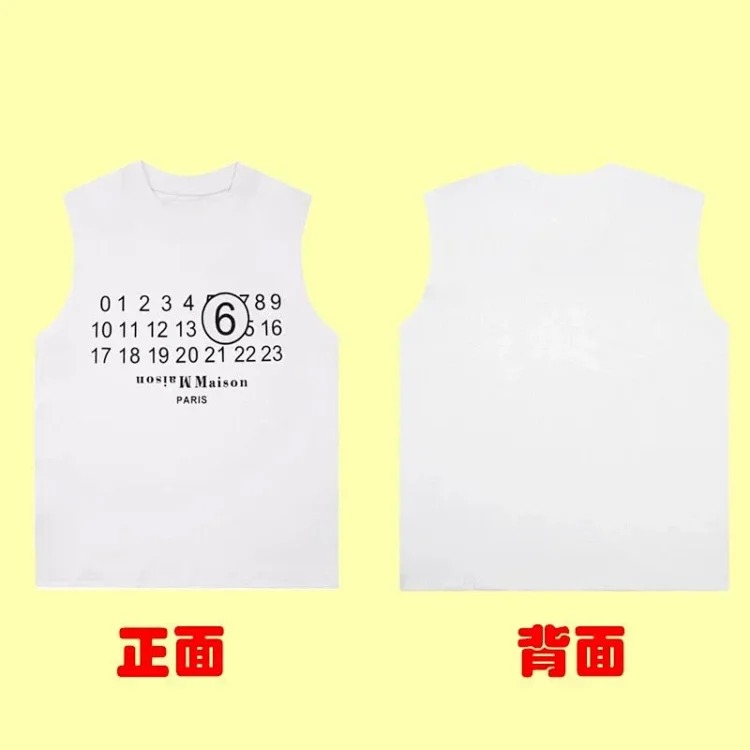 Summer loose letters MM6 embroidered label printing same style for men and women couples