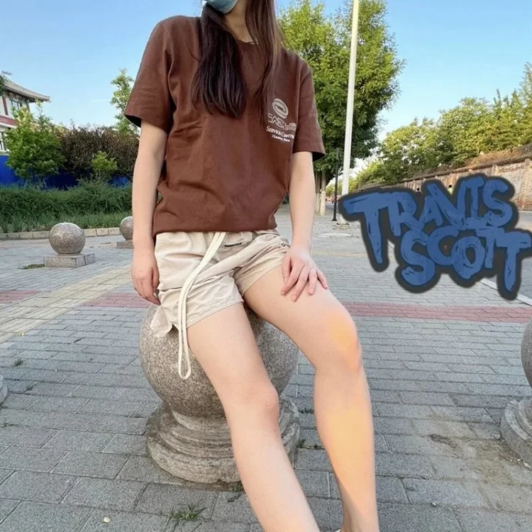 Heavy 2024 new Travis Scott Cactus Jack solid color letter pattern printed short-sleeved tee