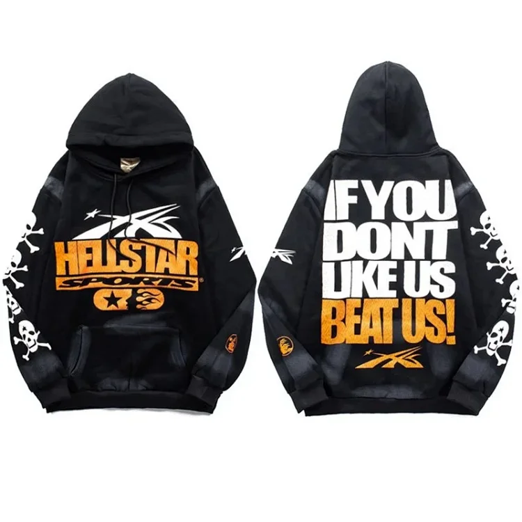 Fear of God Hello Series Fog High Street Washed and Distressed Heavy Worker Head Print Casual Sweatshirt Couple Wear Hoodie