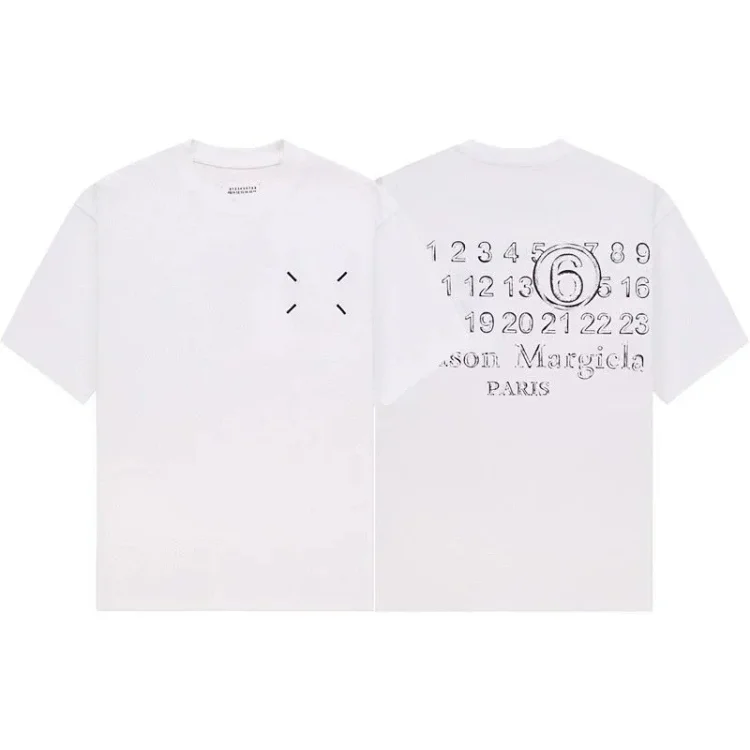 Summer loose letters MM6 embroidered label printing same style for men and women couples