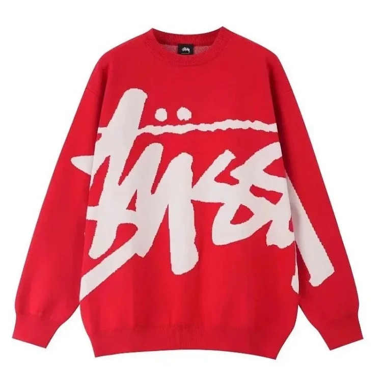 S letter series mosquito repellent jacquard logo solid color crew neck sweater