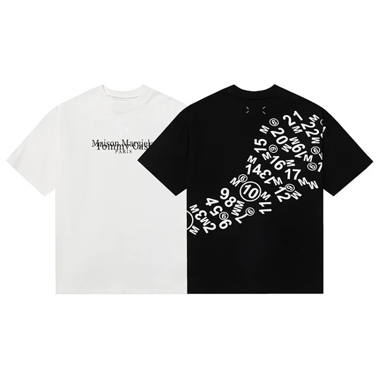 MM6 digital pattern round neck men's and women's trendy short-sleeved T-shirt series