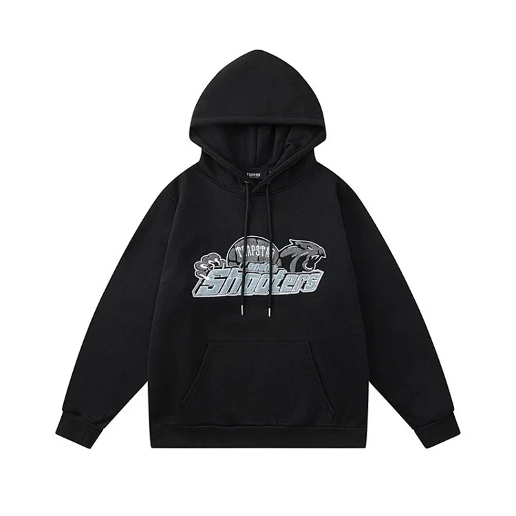 Gradient letter tiger head embroidery hooded sweatshirt + long pants sports suit