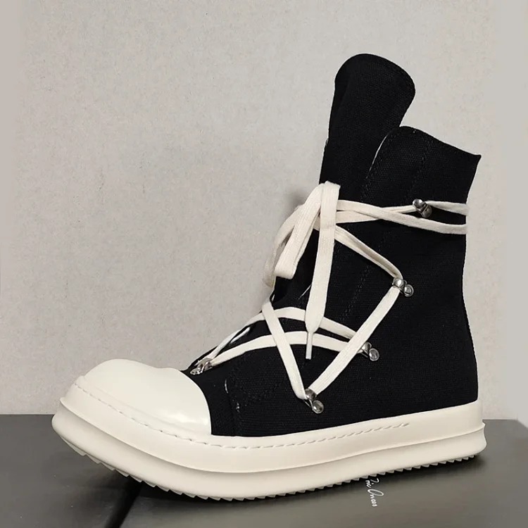 Cloth Shoes, Sneakers, White High-top Men's Five-pointed Star Canvas Shoes, Summer Thick-soled Casual