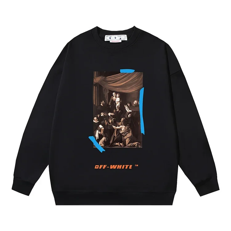 OW arrow oil painting simple printed pullover terry style