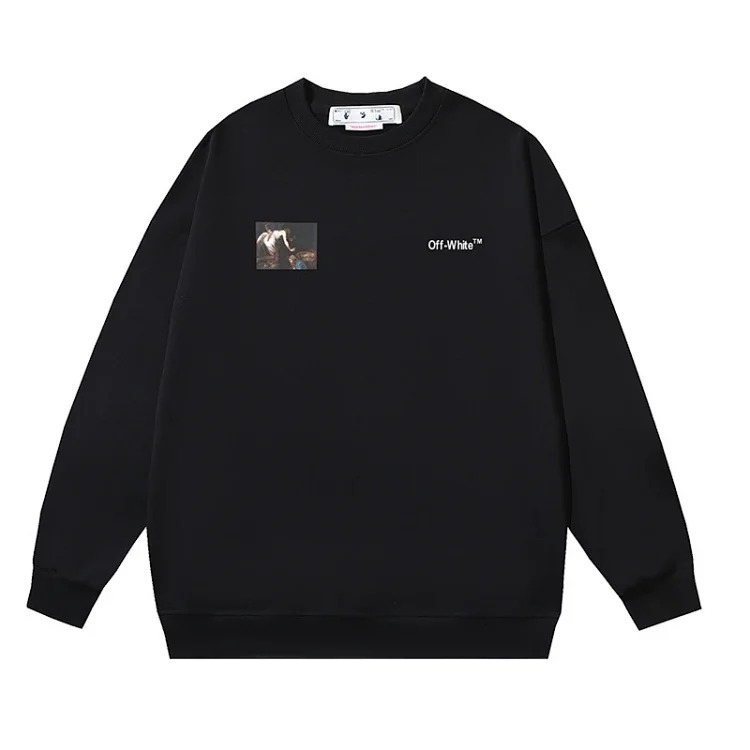 OW arrow oil painting simple printed pullover terry style