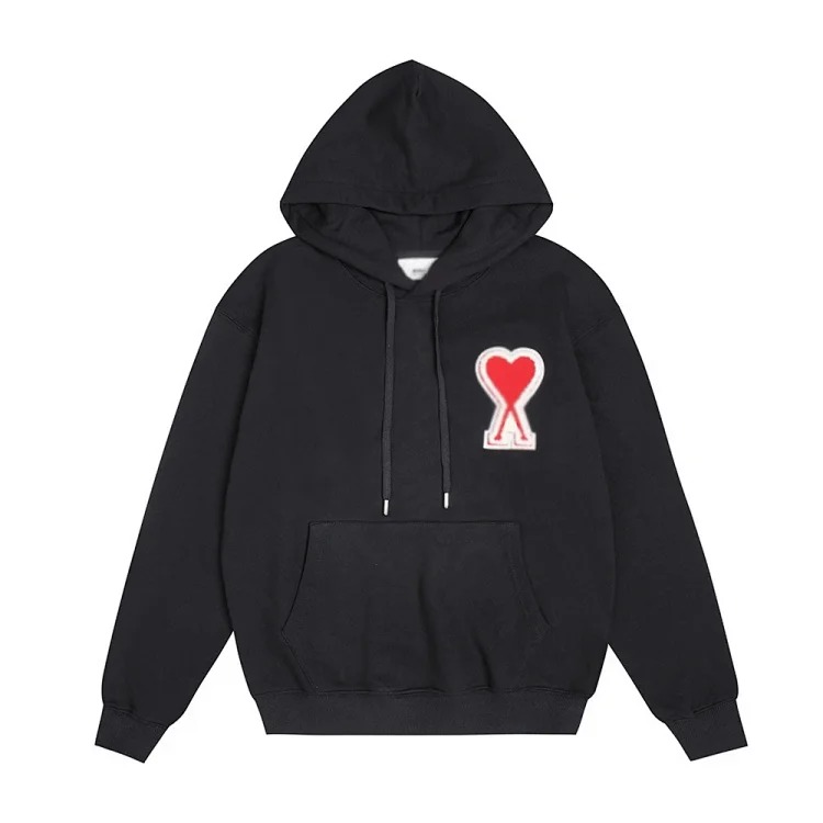 Sweatshirt autumn and winter new long-sleeved hooded unisex small love flat embroidered hoodie